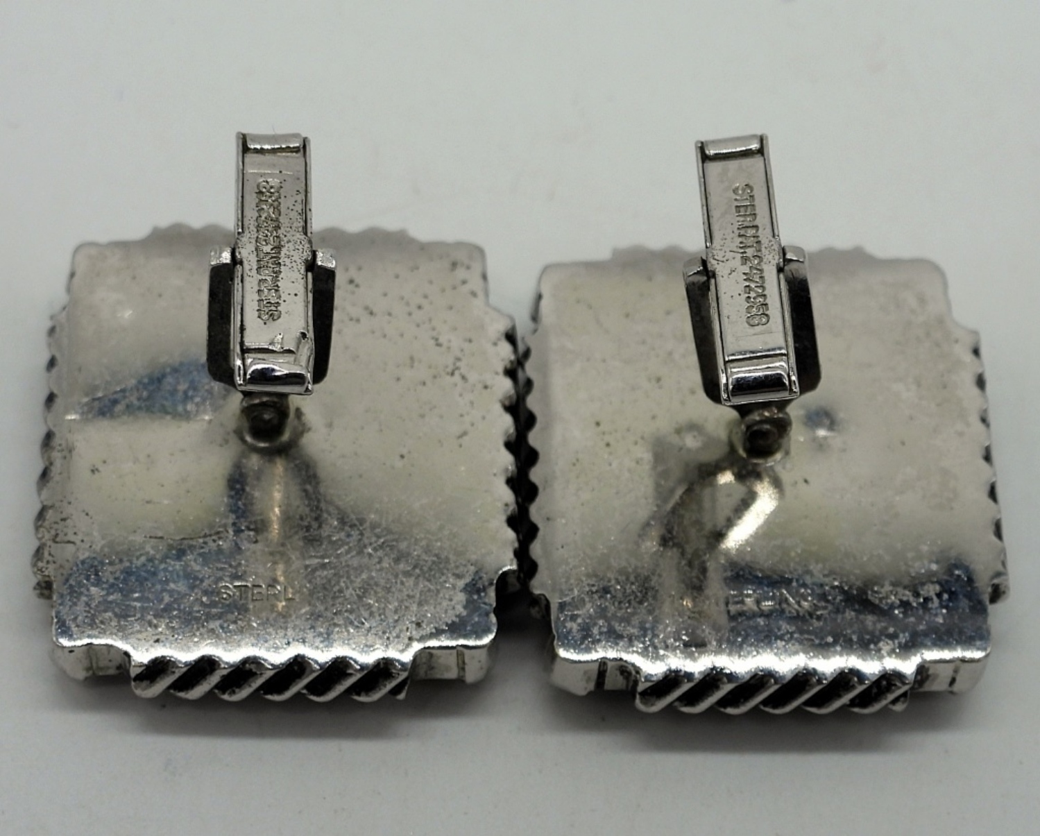 Large Vintage Rhodonite 925 Cuff Links