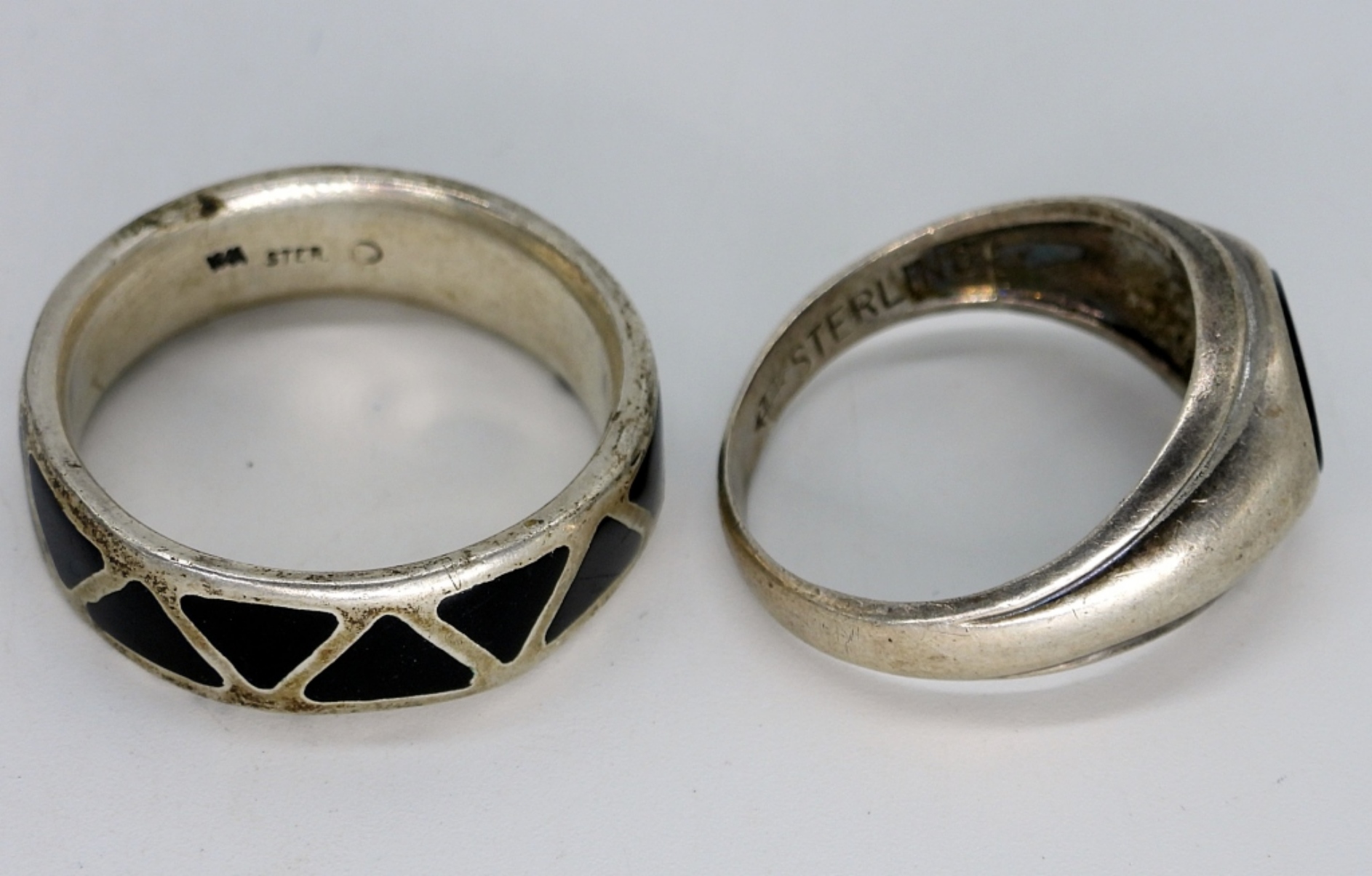 5 Sterling Rings with Black Onyx Gemstones