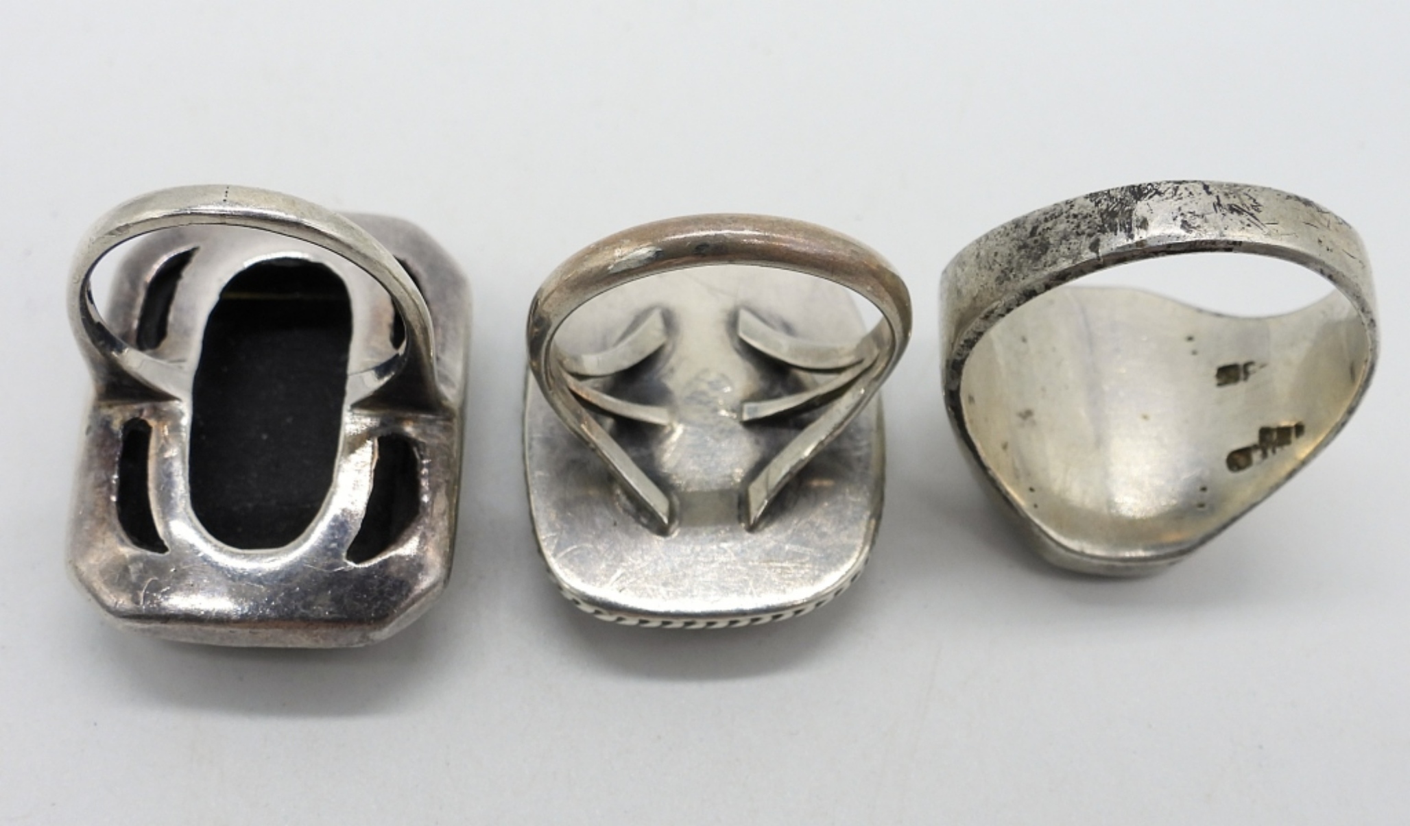 5 Sterling Rings with Black Onyx Gemstones