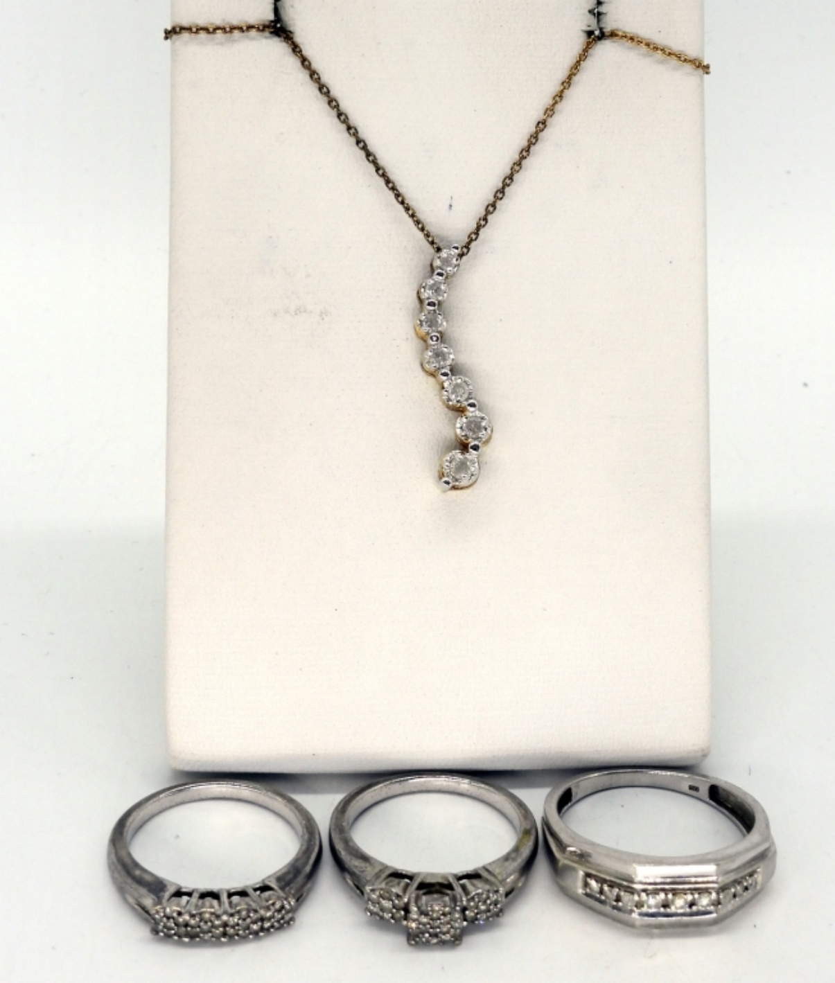 Diamond Wedding Ring Set & Necklace