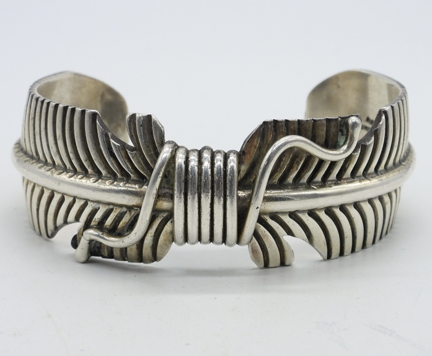 Navajo Douglas Etsitty Feather Cuff Bracelet