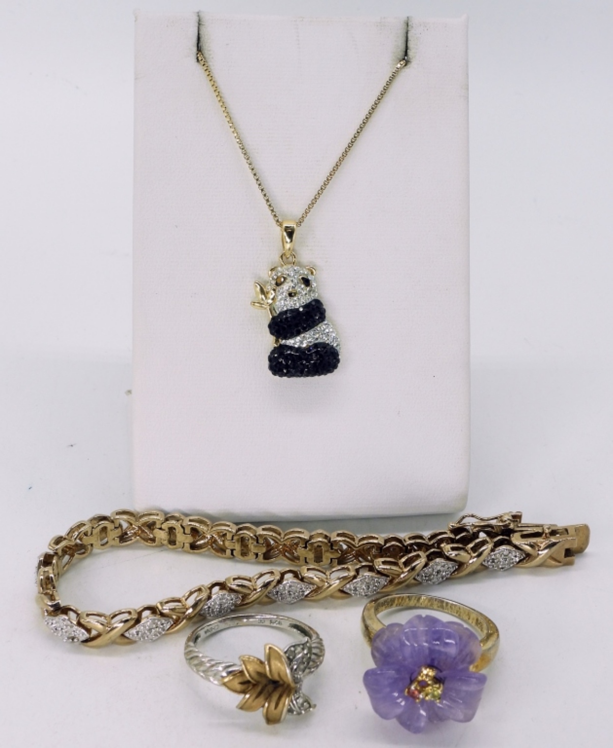 Gold Tone 925 Rings, Bracelet, Necklace