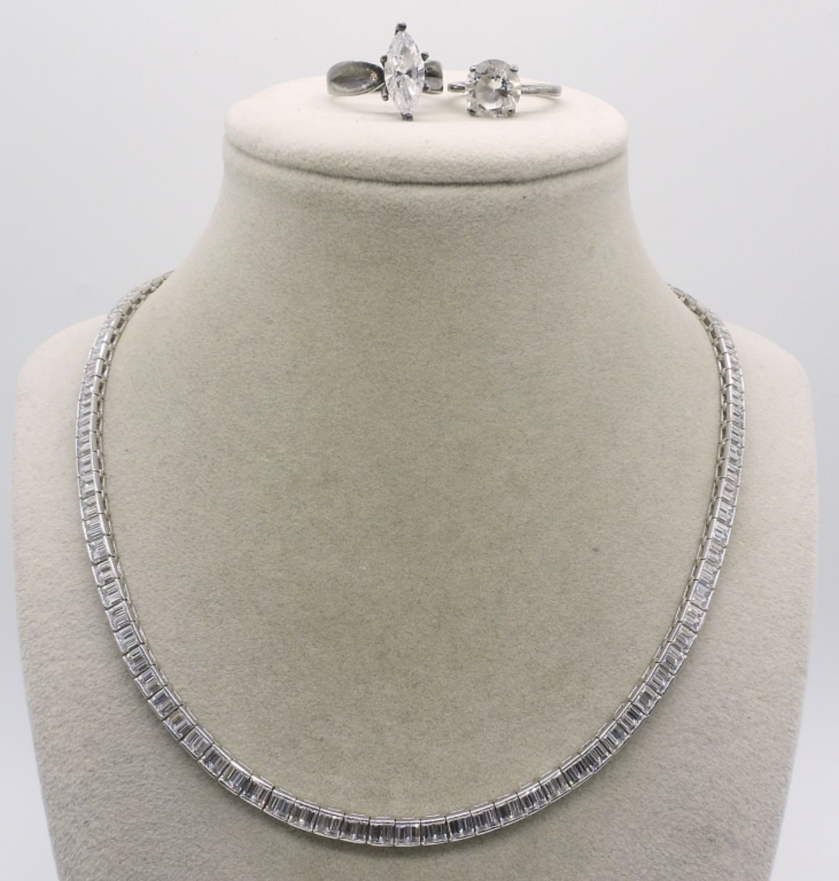 Simulated Diamond 925 Rings & Necklace