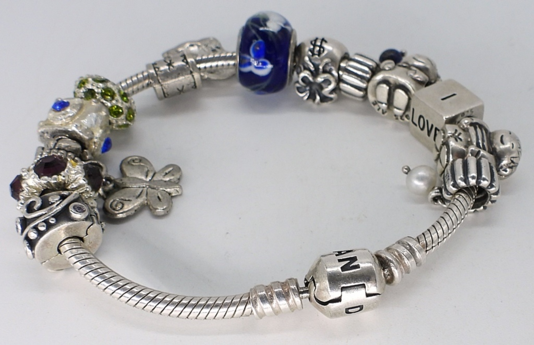 Pandora 925 Charm Bracelet with 13 Charms