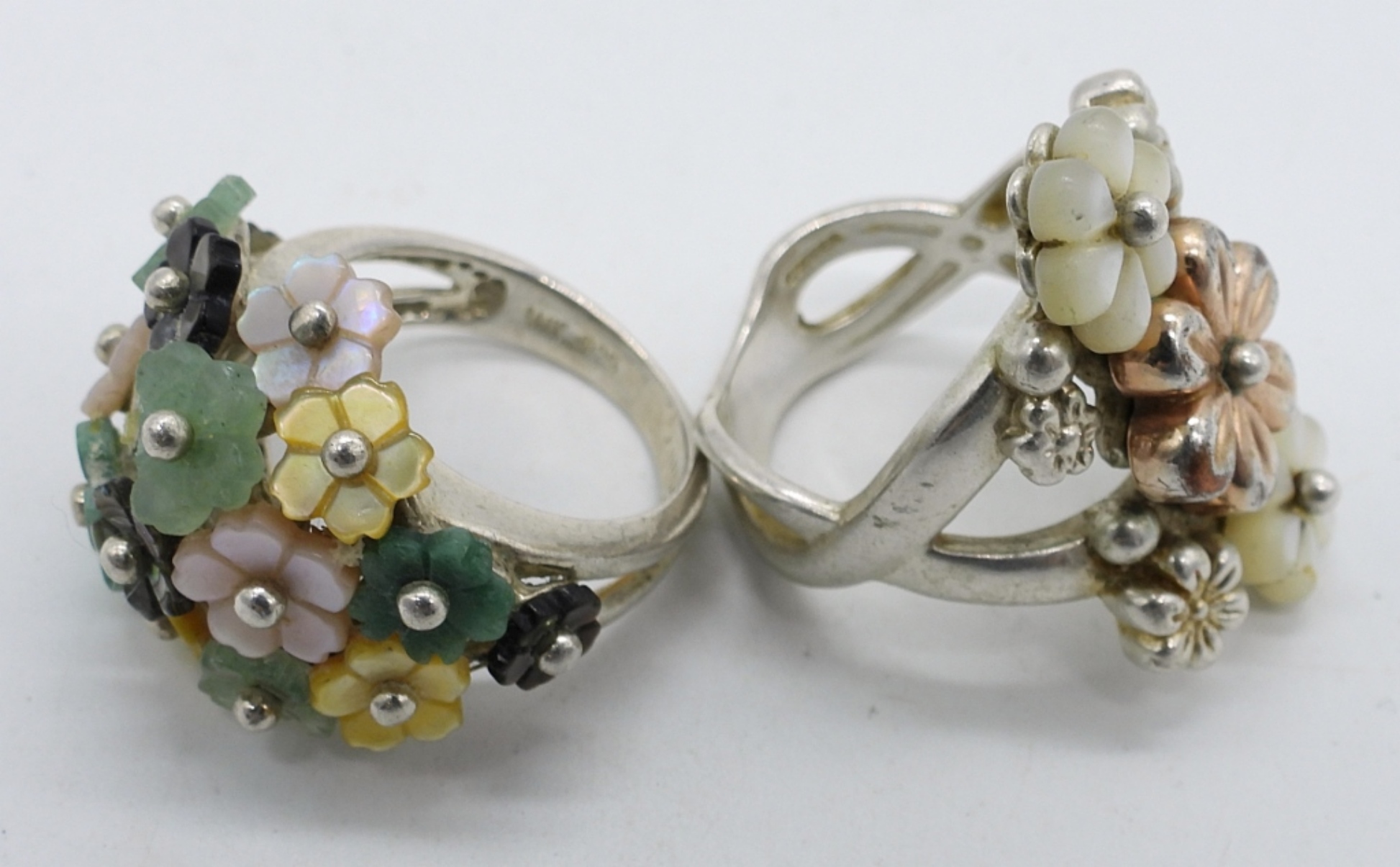 4 Multi Gemstone 925 Floral Rings