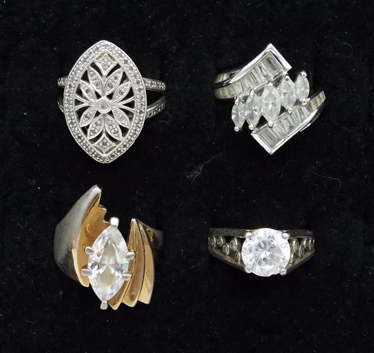 4 Sterling Bridal Style Fashion Rings