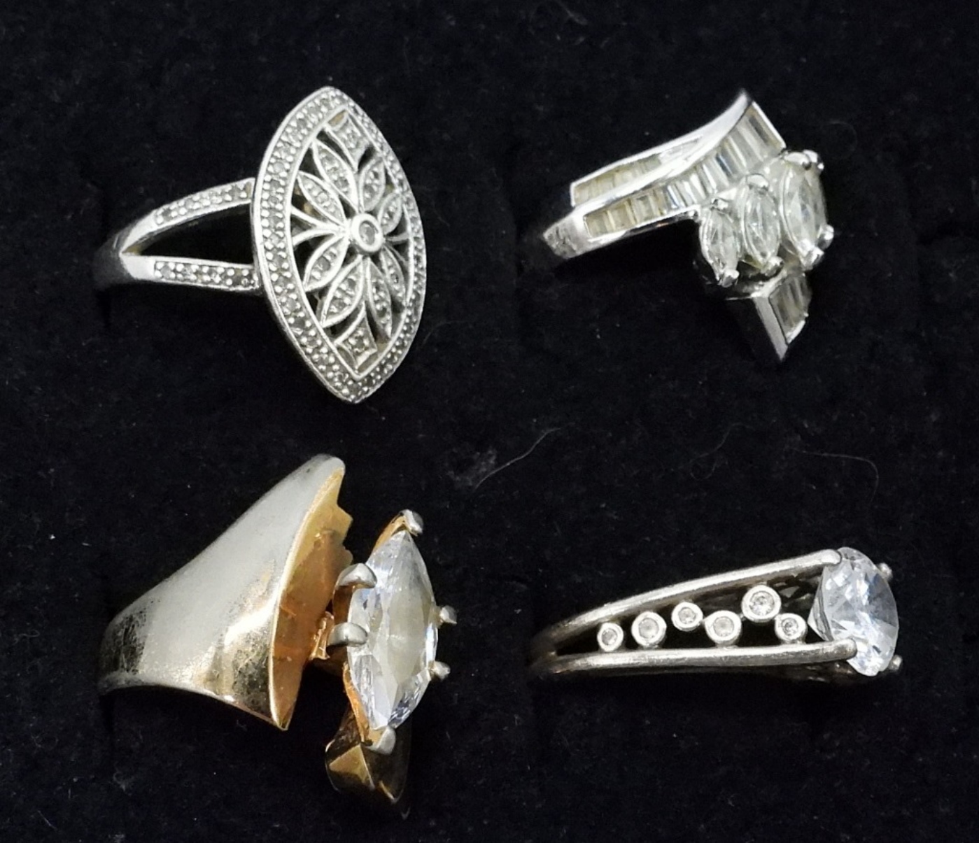 4 Sterling Bridal Style Fashion Rings