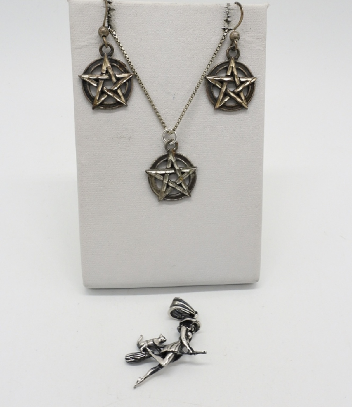 Pentacle 925 Matching Set & Witch Pendant