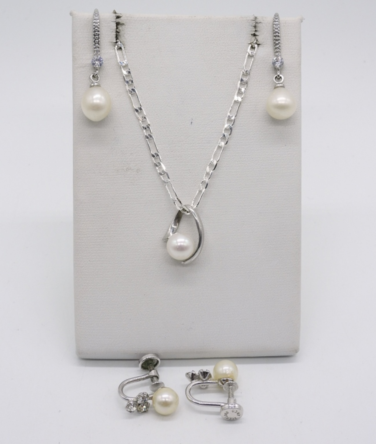 Sterling Pearl Necklace & Earrings