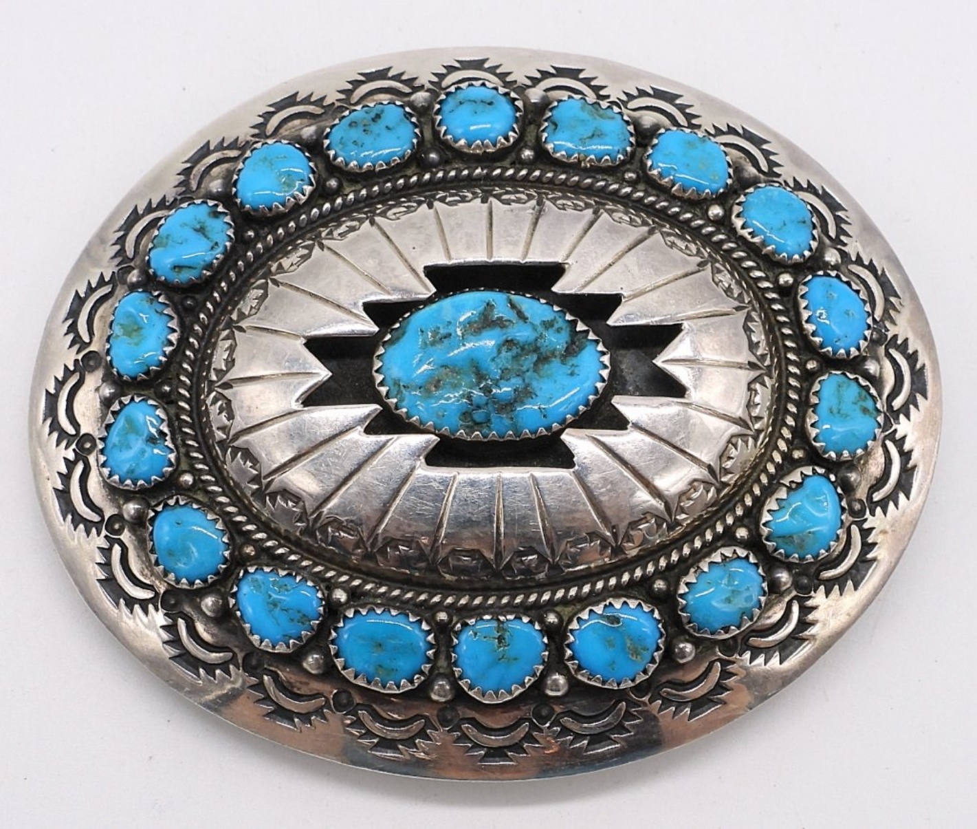 Navajo "WM" Turquoise 925 Belt Buckle