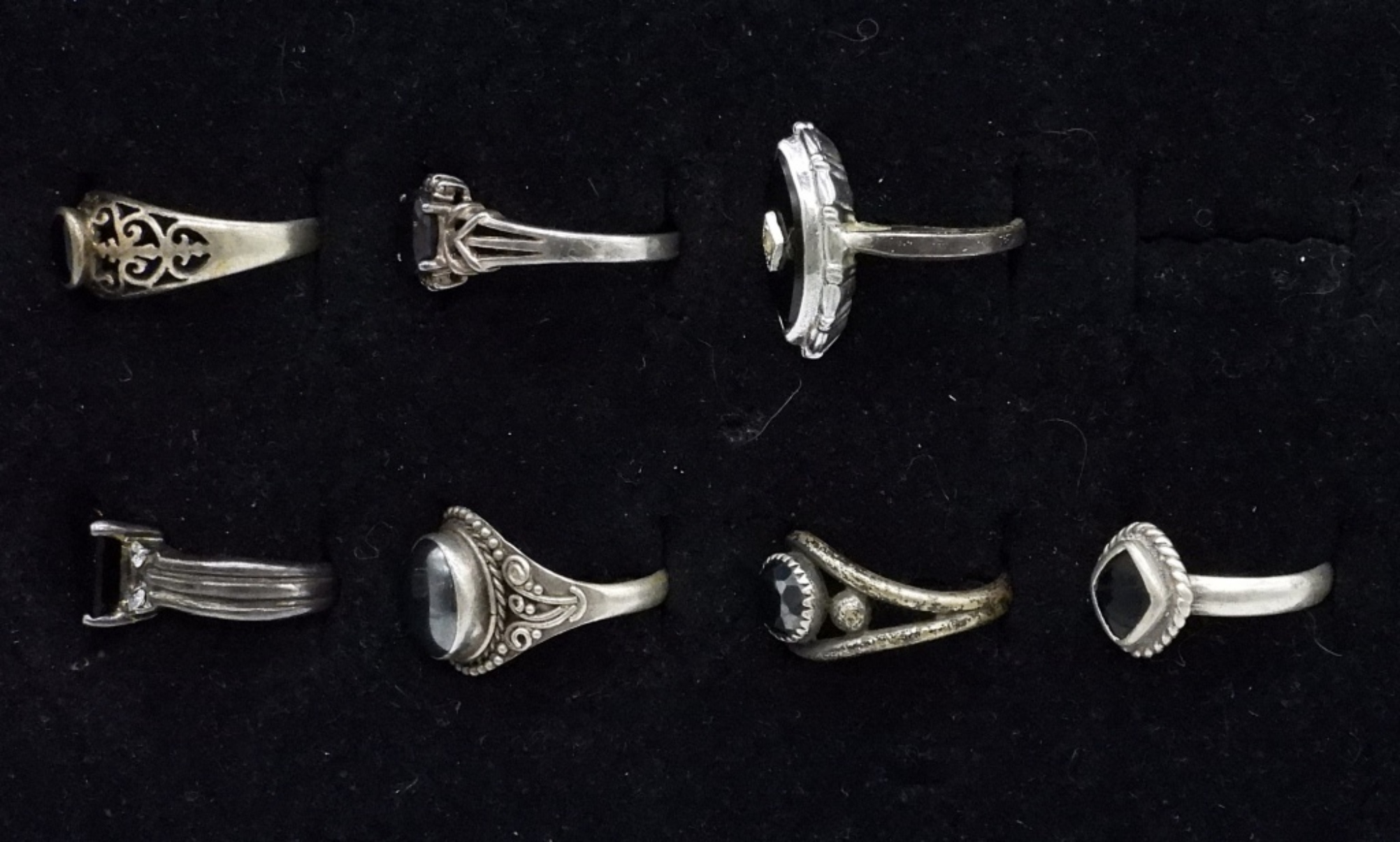 7 Black Onyx & Hematite 925 Fashion Rings