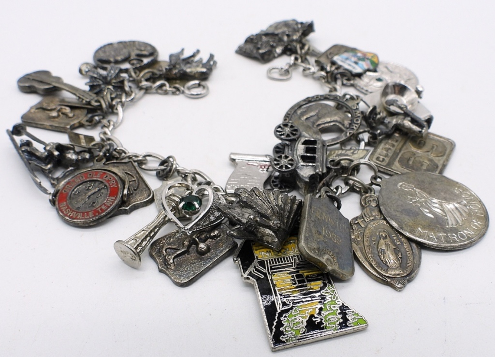 Late 1960's Sterling Charm Bracelet-28 Charms