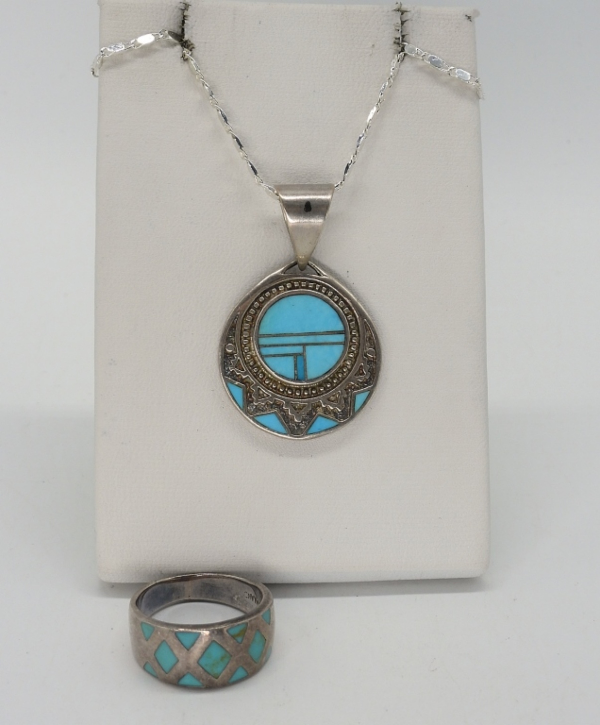 Turquoise Sterling Ring & Necklace