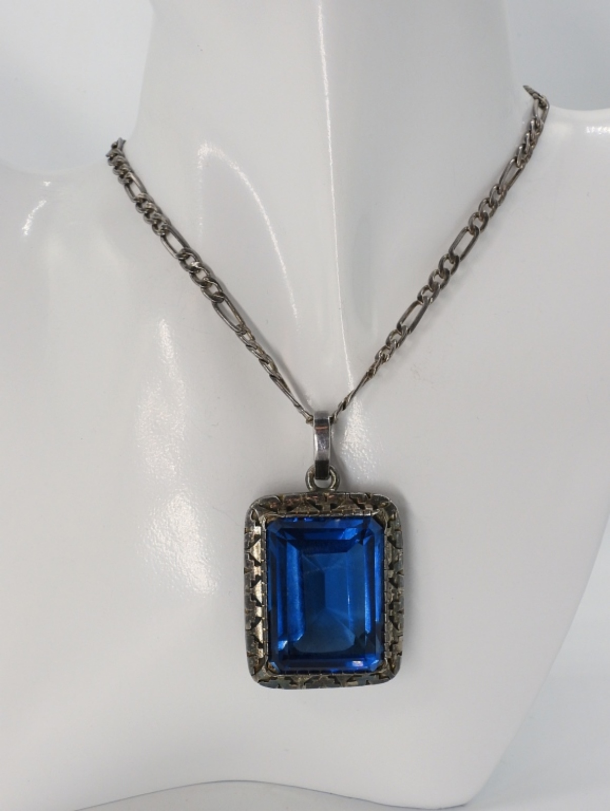 Mexico 925 Heavy Blue Pendant & Chain