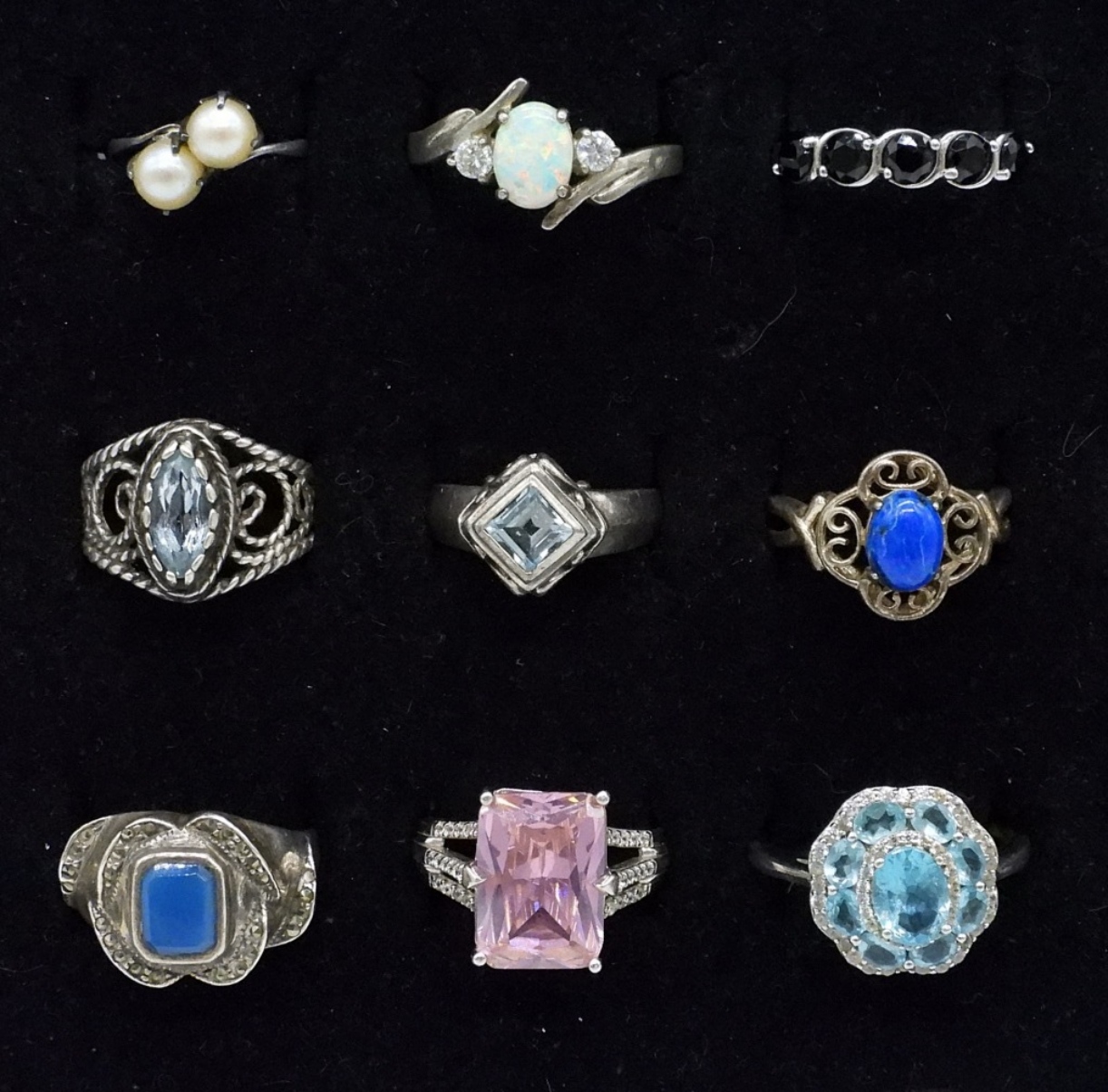 9 Sterling Gemstone Fashion Rings