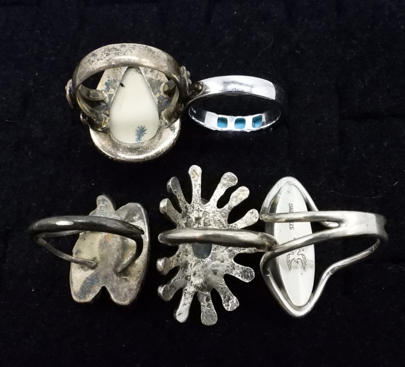 5 Sterling Southwest Style Gemstone Rings