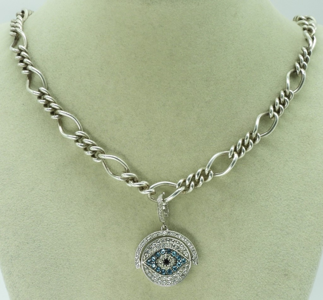 Hamsa - Evil Eye Pendant on Chunky Chain 925