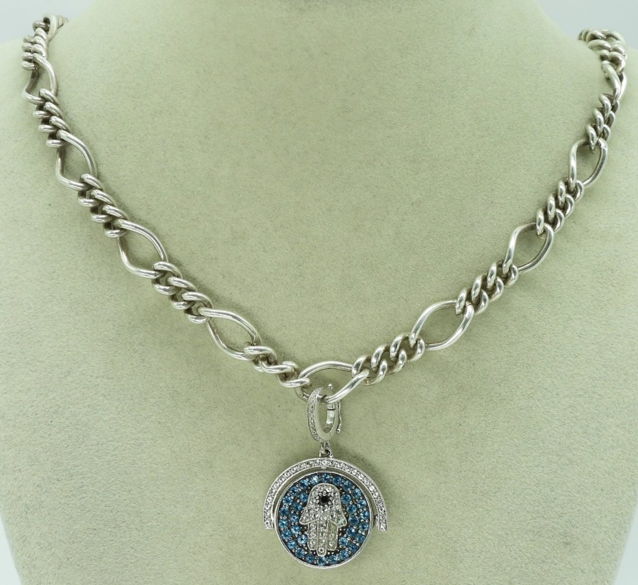 Hamsa - Evil Eye Pendant on Chunky Chain 925