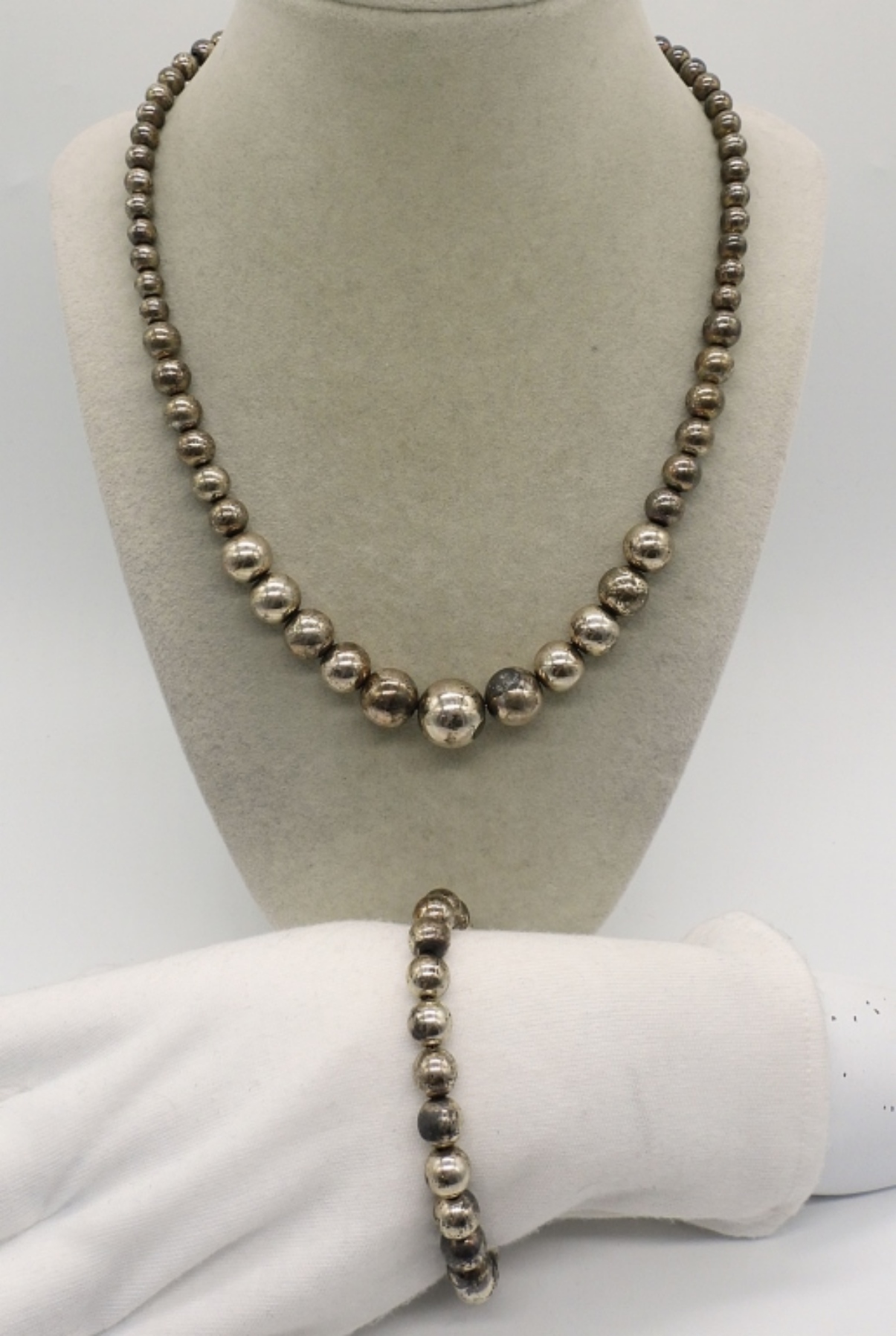 Vintage Sterling Beaded Ball Necklace & More