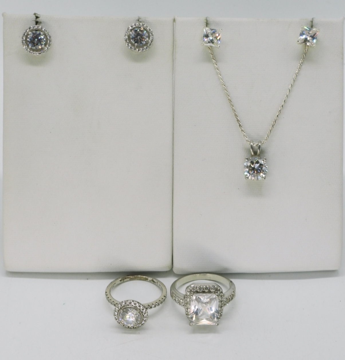 Bridal Style Sterling Rings, Earrings, Necklace