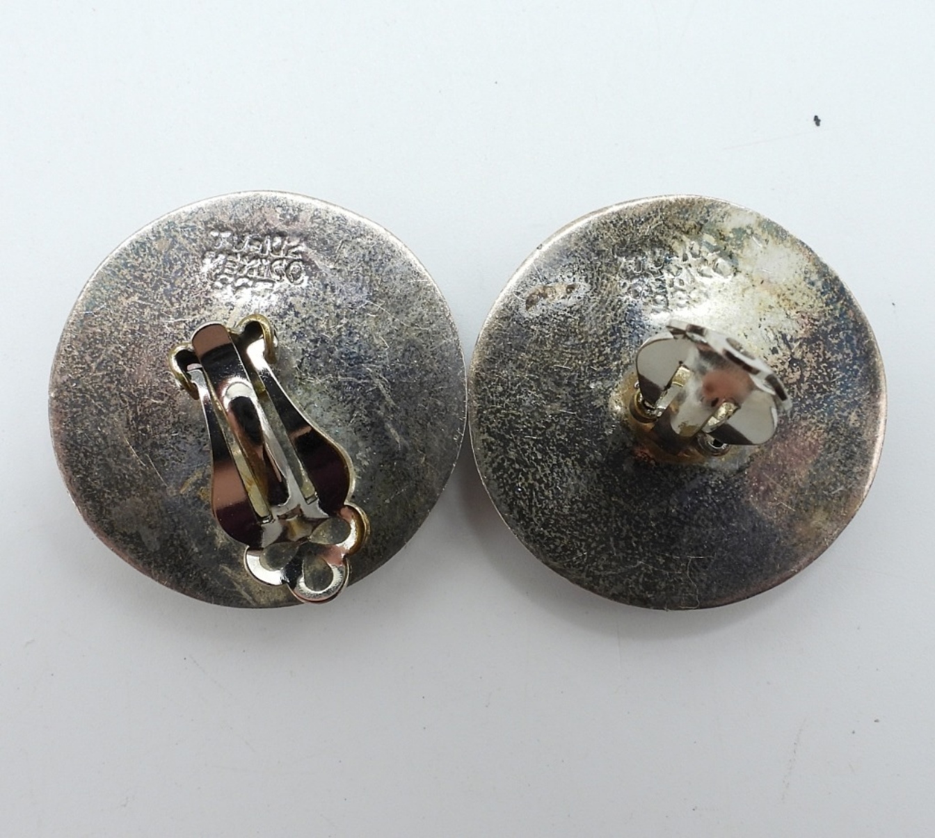 Taxco Abalone Clip-On 925 Earrings & Pin