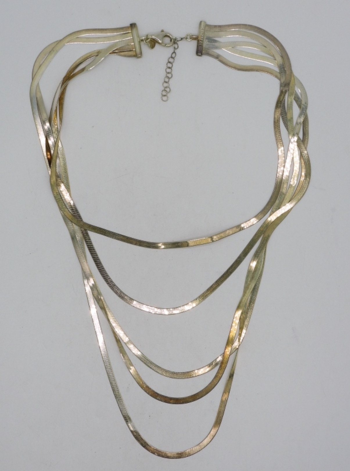5 Strand Sterling Herringbone Necklace