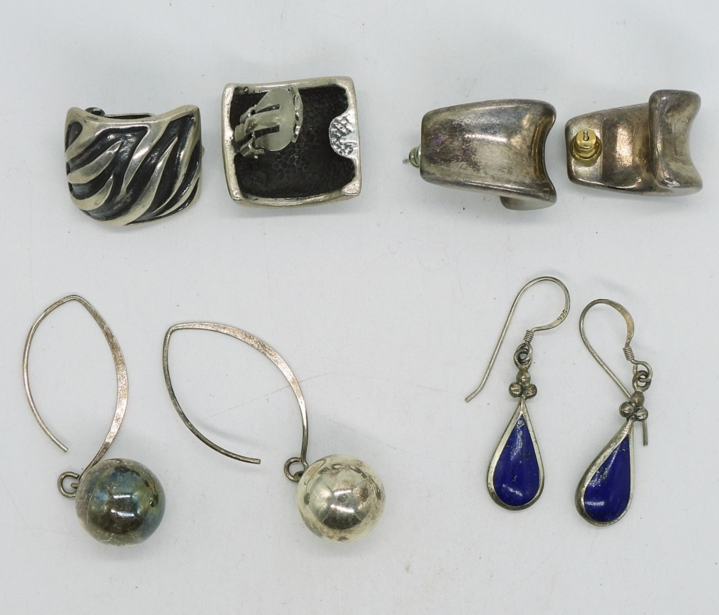 4 Pair Vintage 925 Pierced & Clip On Earrings