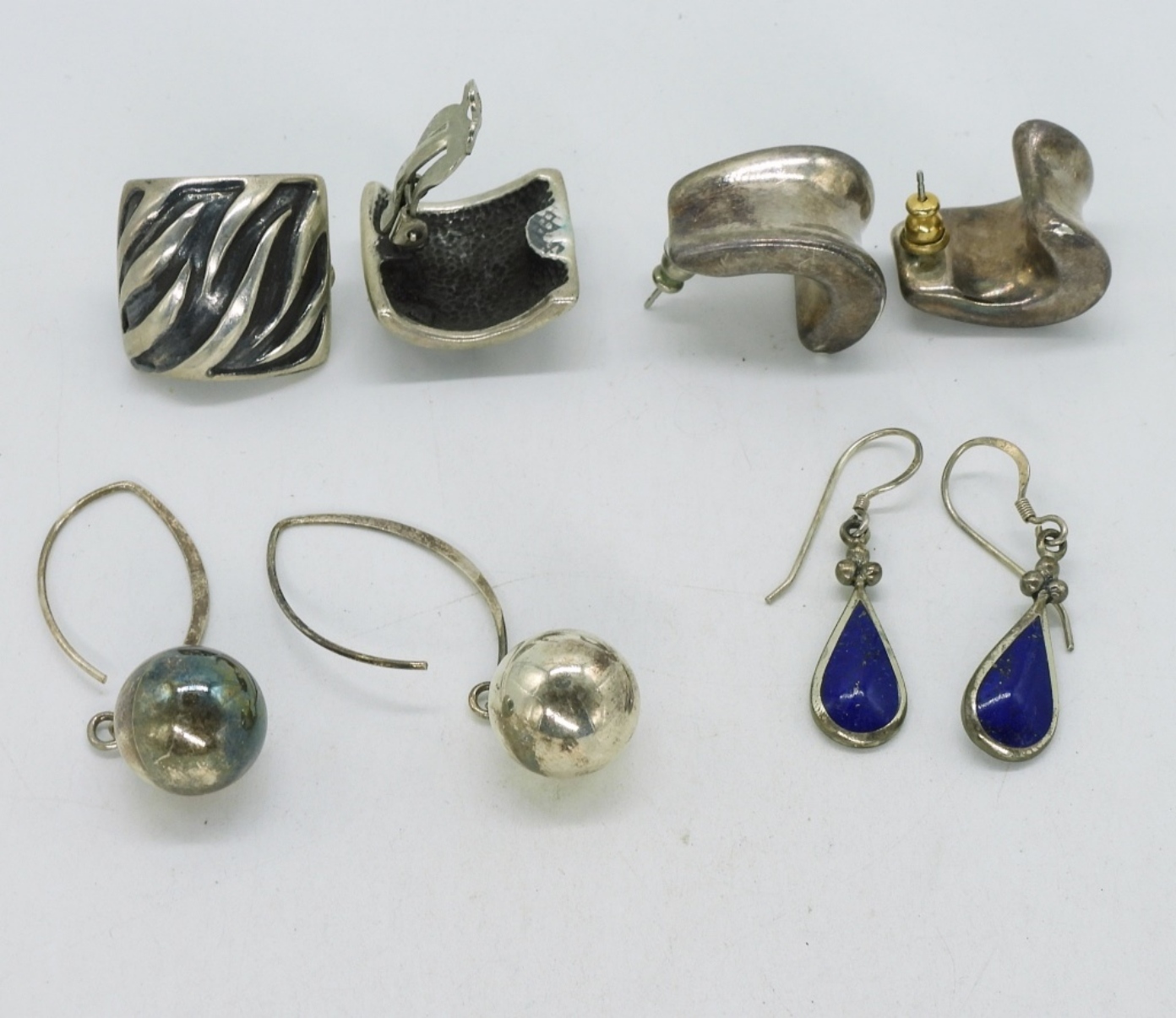 4 Pair Vintage 925 Pierced & Clip On Earrings