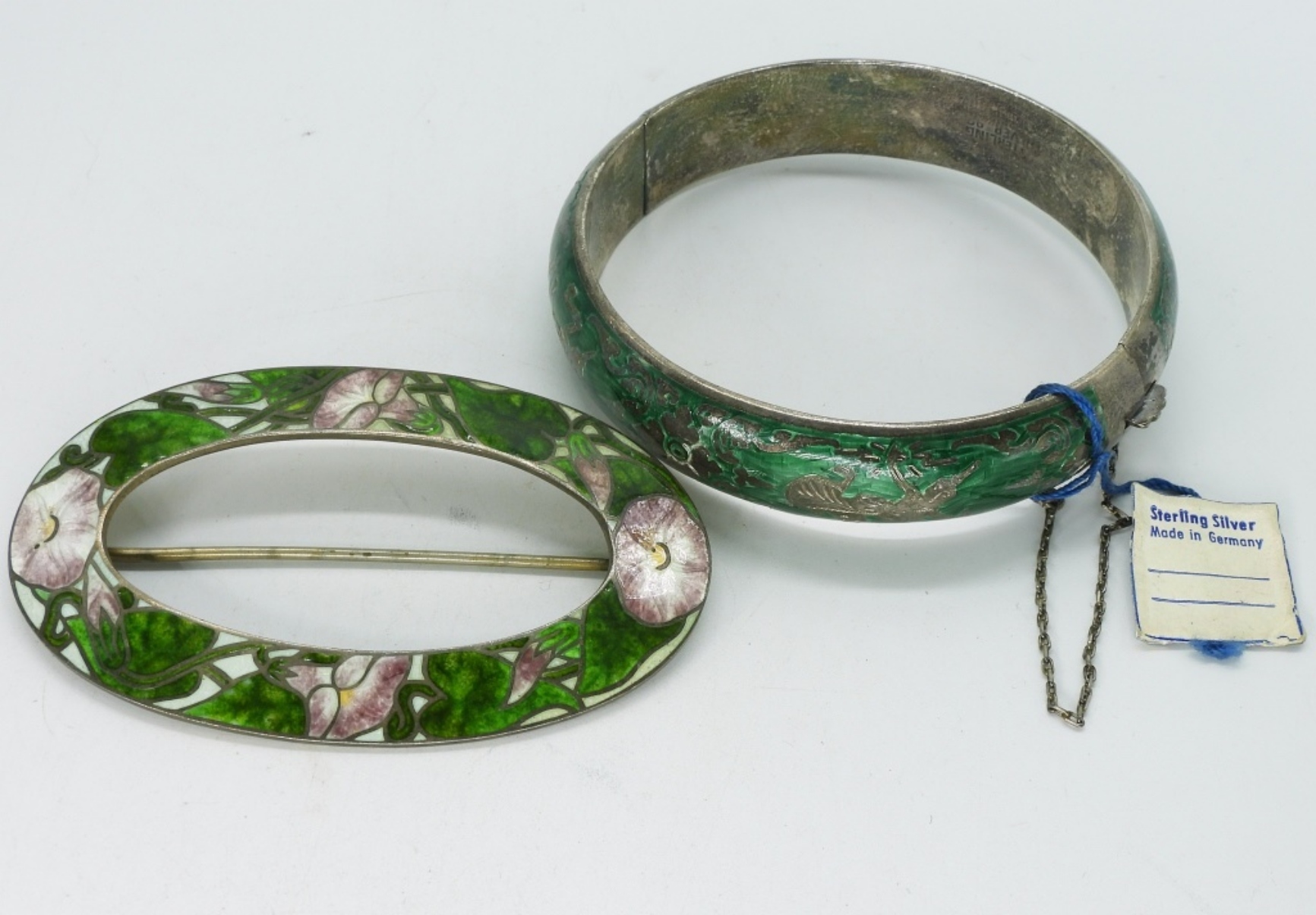 Enameled 925 Bracelet & Shawl Pin