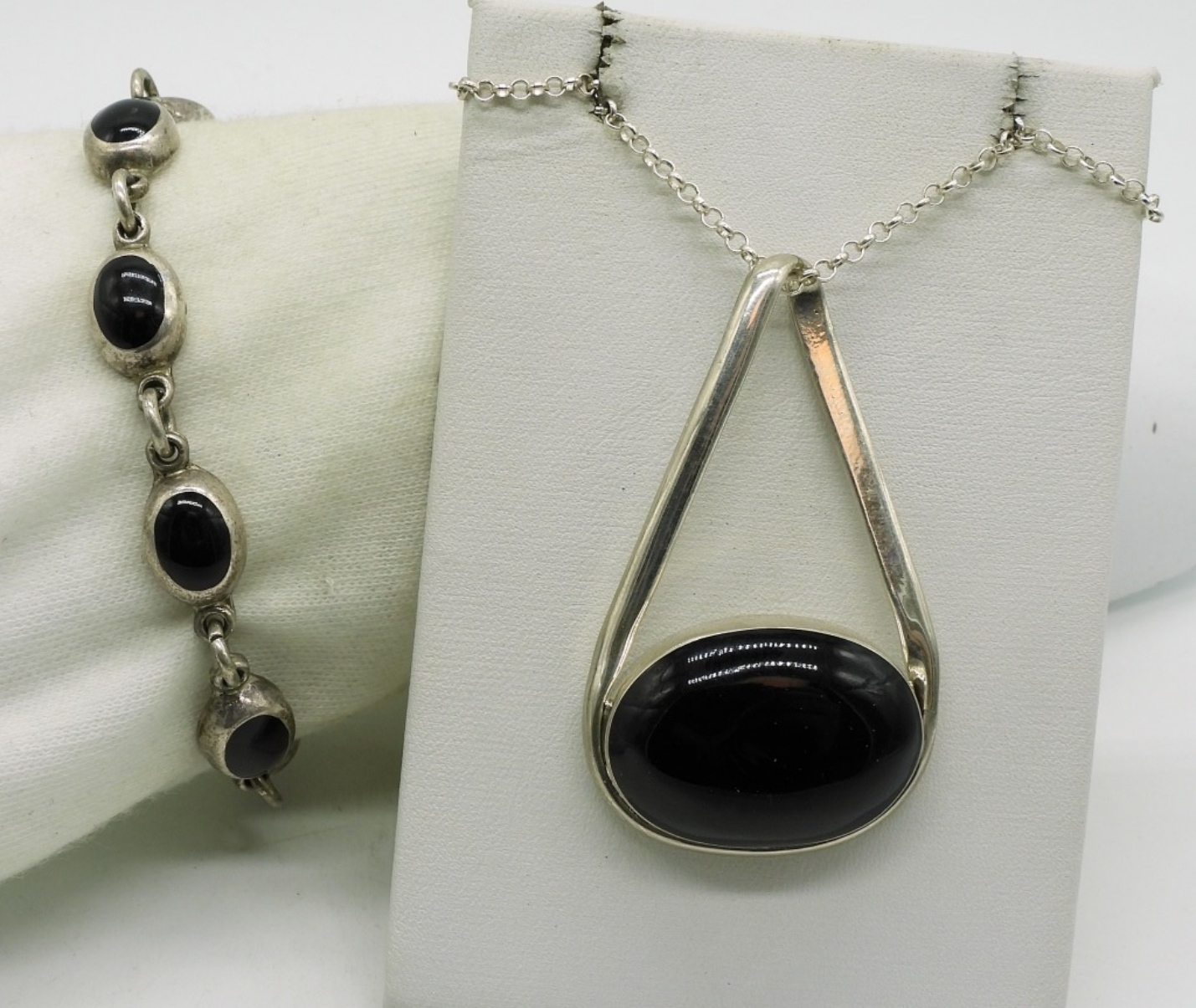 Black Onyx Sterling Necklace & Bracelet