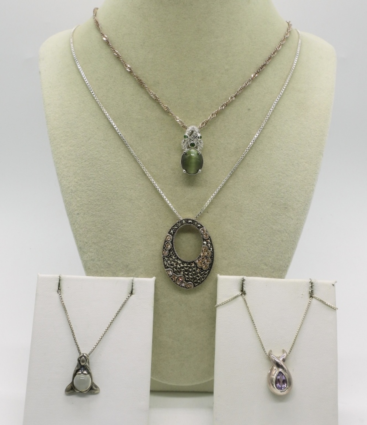 Four Sterling Fashion Necklaces