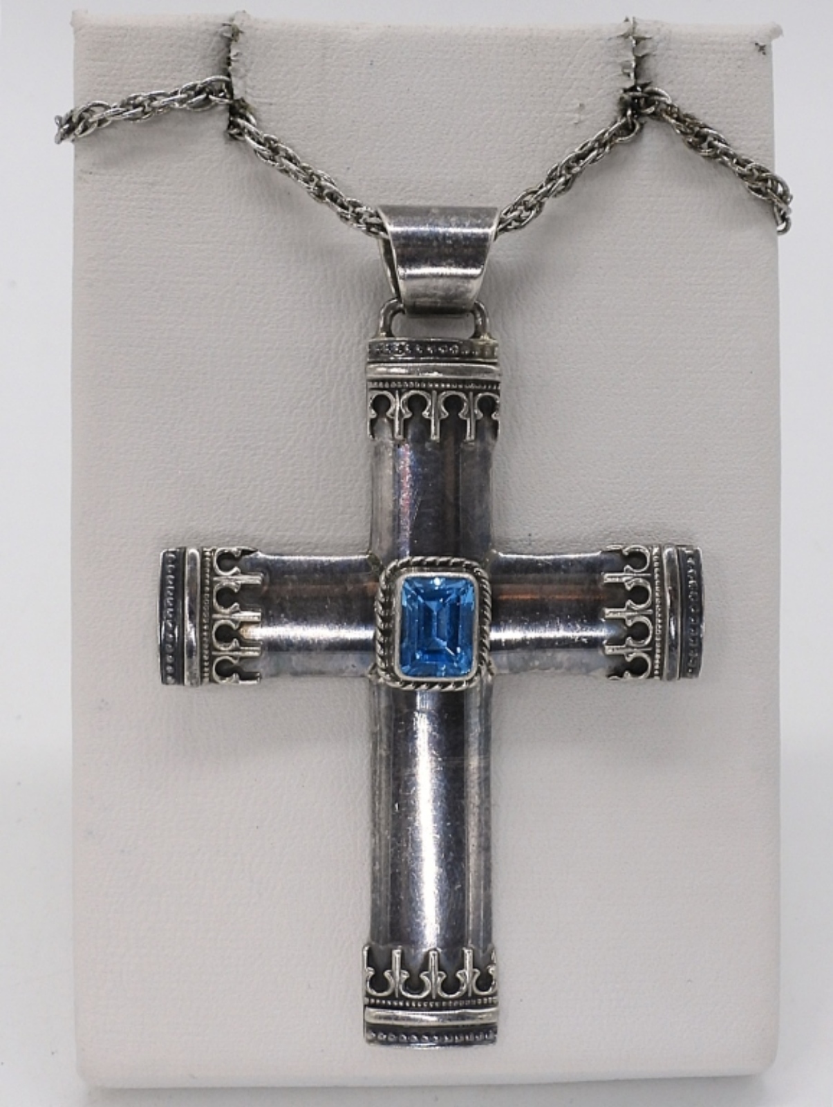 M. Lee, Navajo Blue Topaz Cross Pendant
