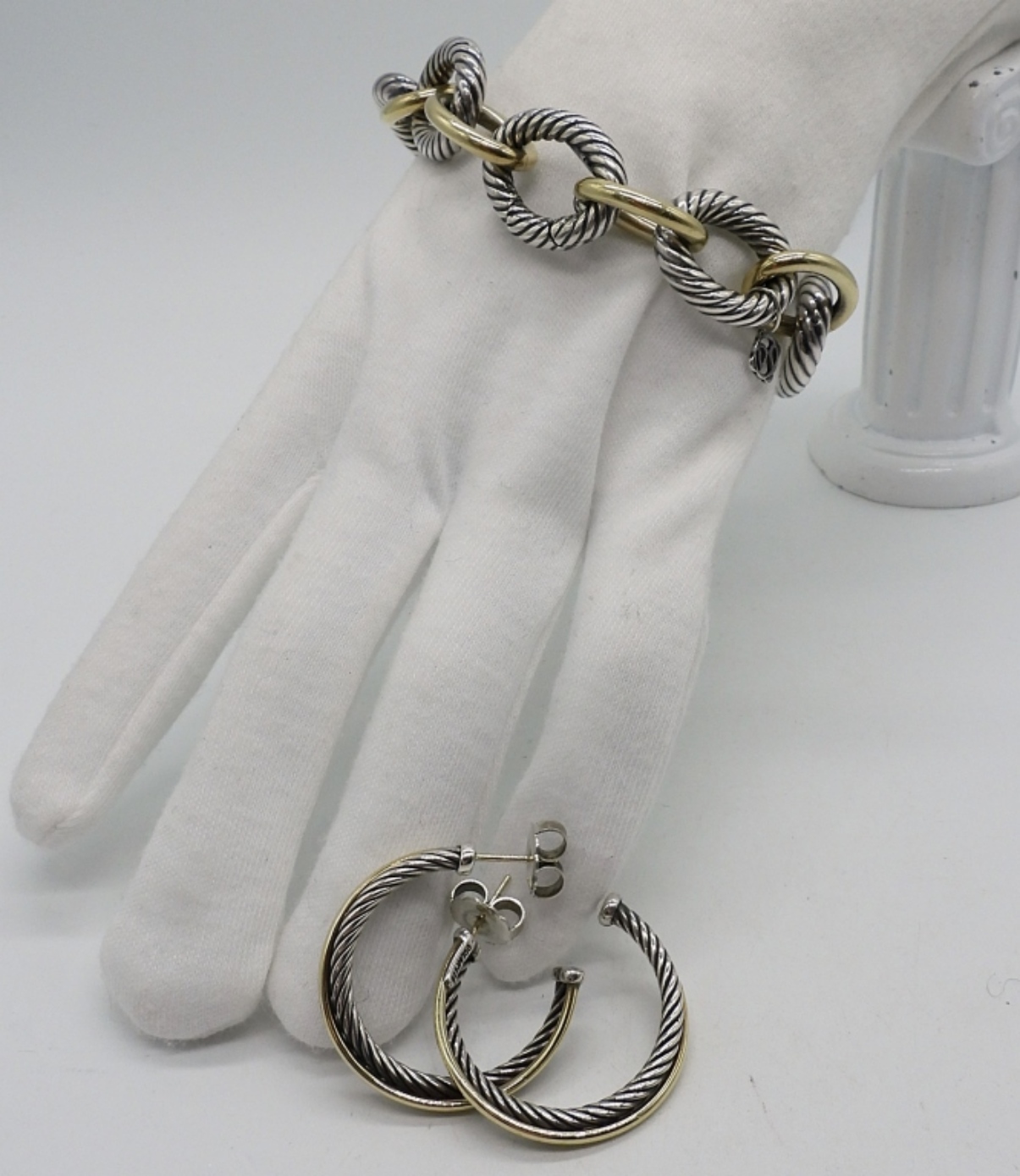 David Yurman 925 & 18k Earrings & Bracelet