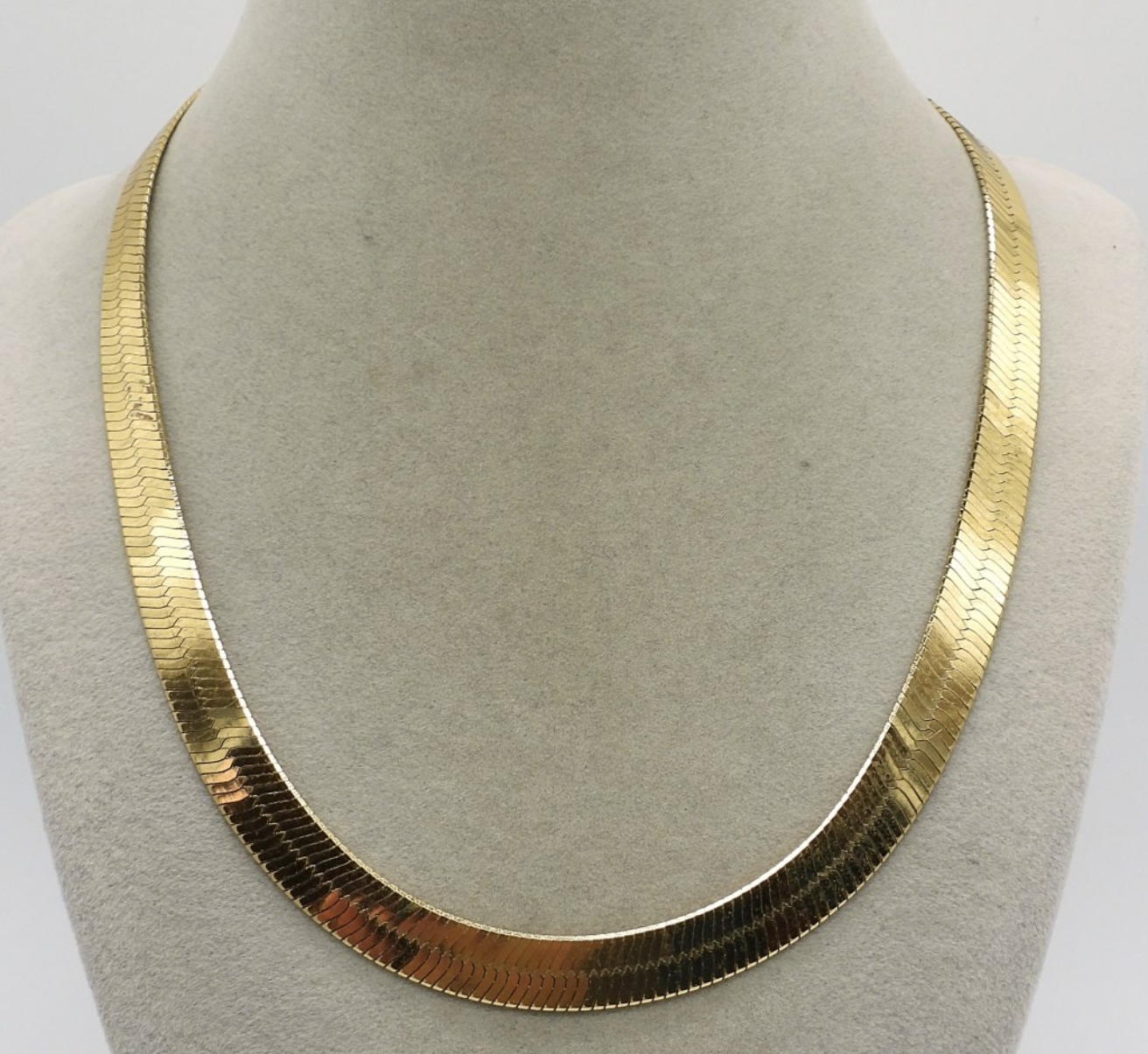Wide Gold Tone 925 Herringbone Chain