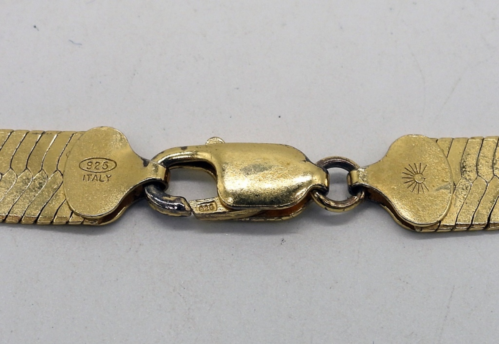 Wide Gold Tone 925 Herringbone Chain