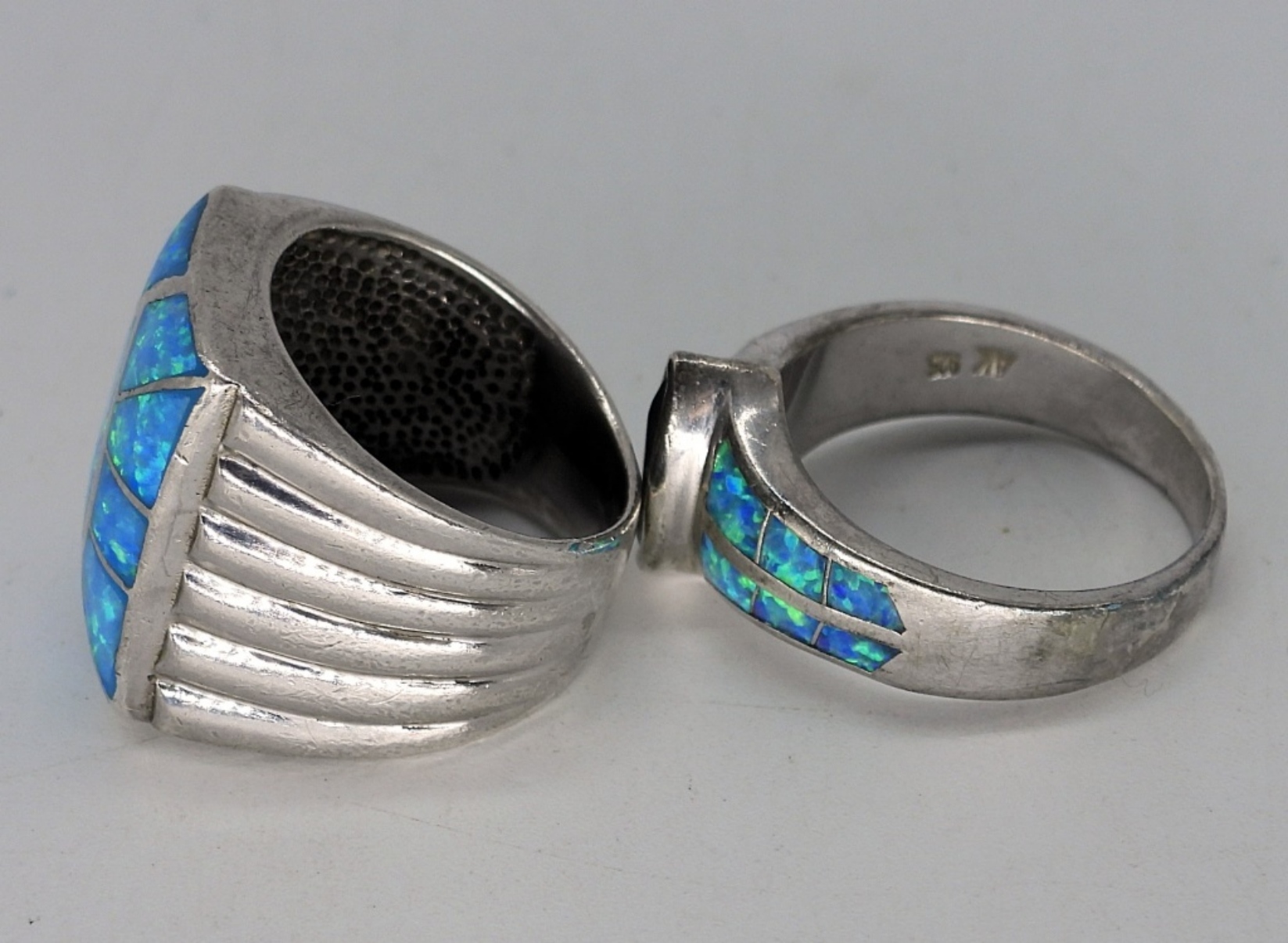 2 Sterling Blue Opal Rings