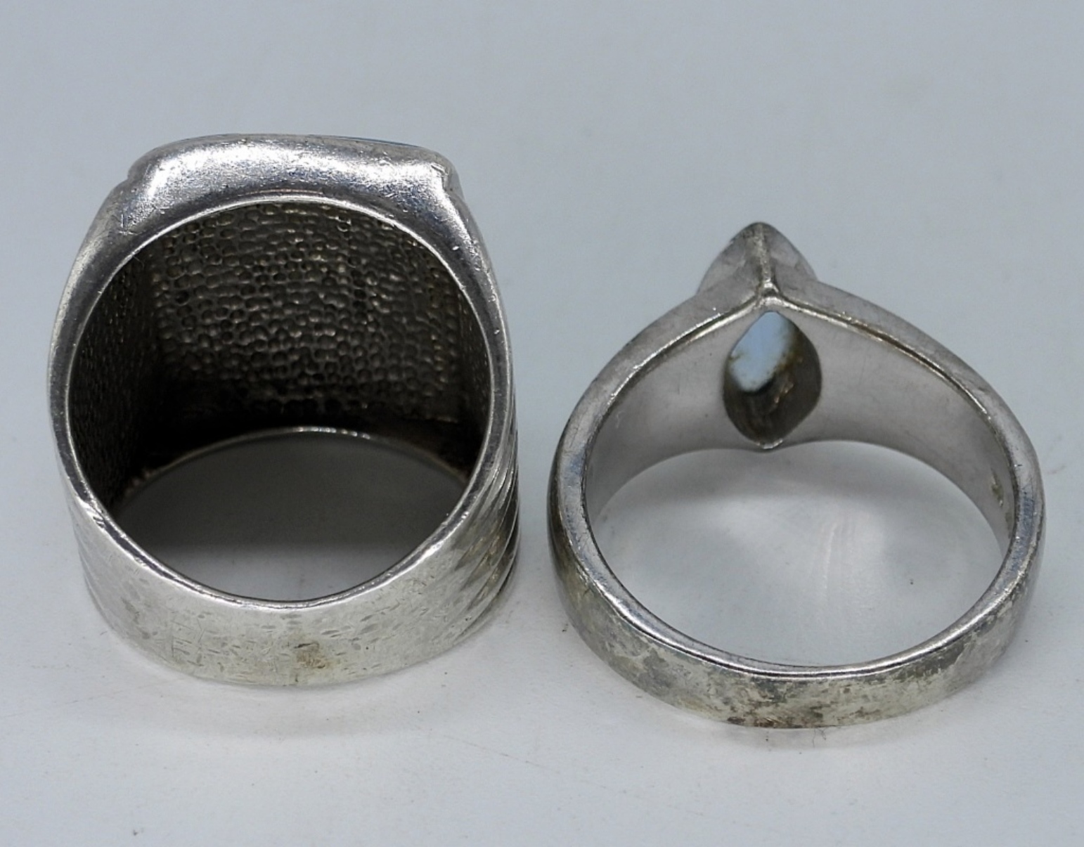 2 Sterling Blue Opal Rings