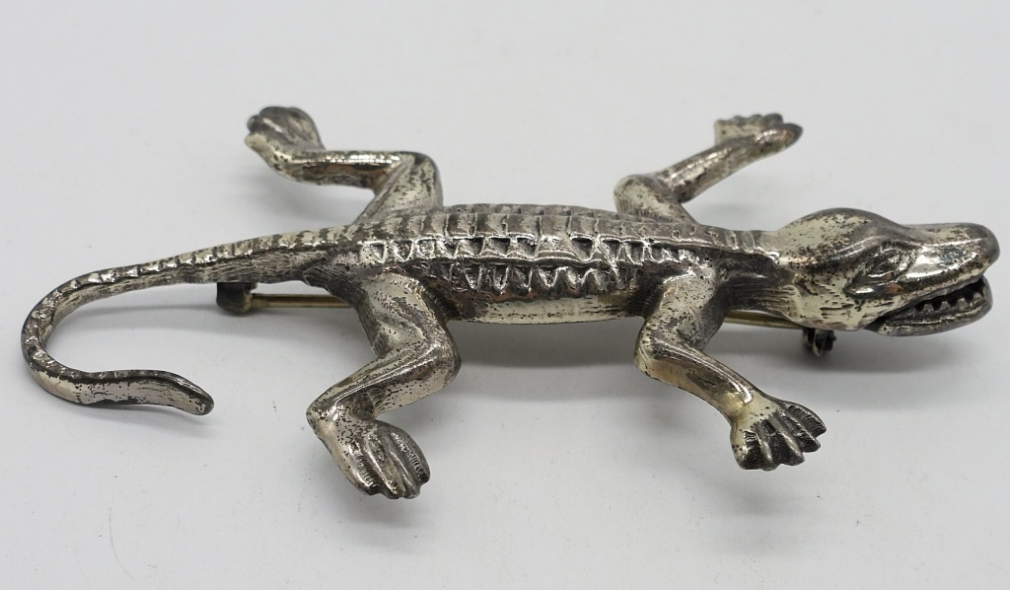 Sterling Alligator Brooch
