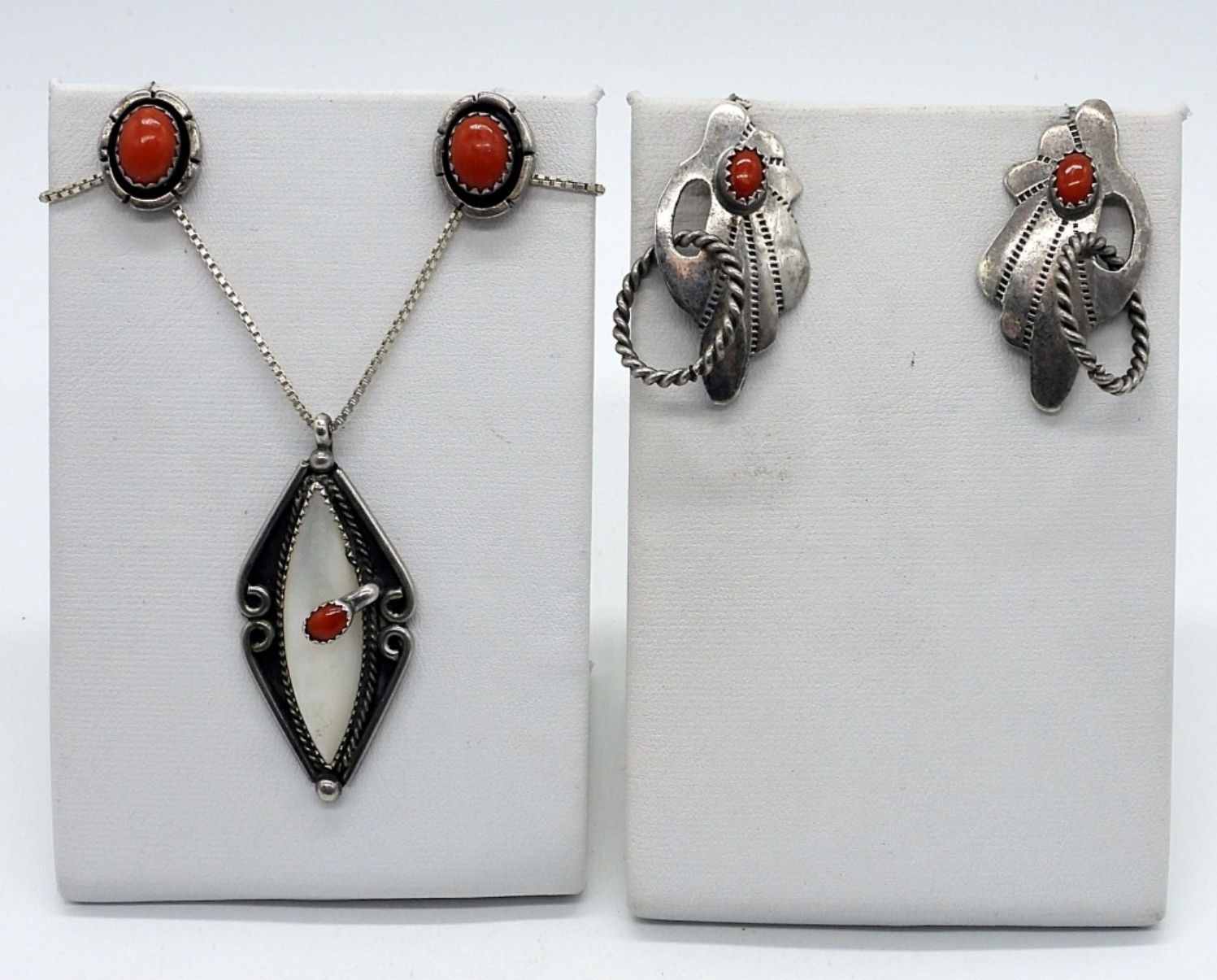 Red Coral & Mother of Pearl 925 Jewelry