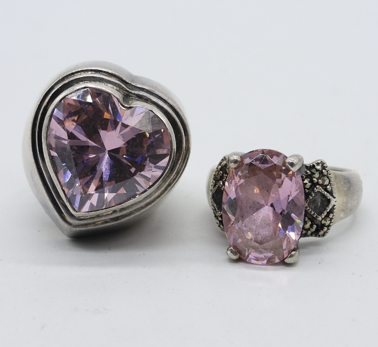 2 Sterling Pink CZ Fashion Rings