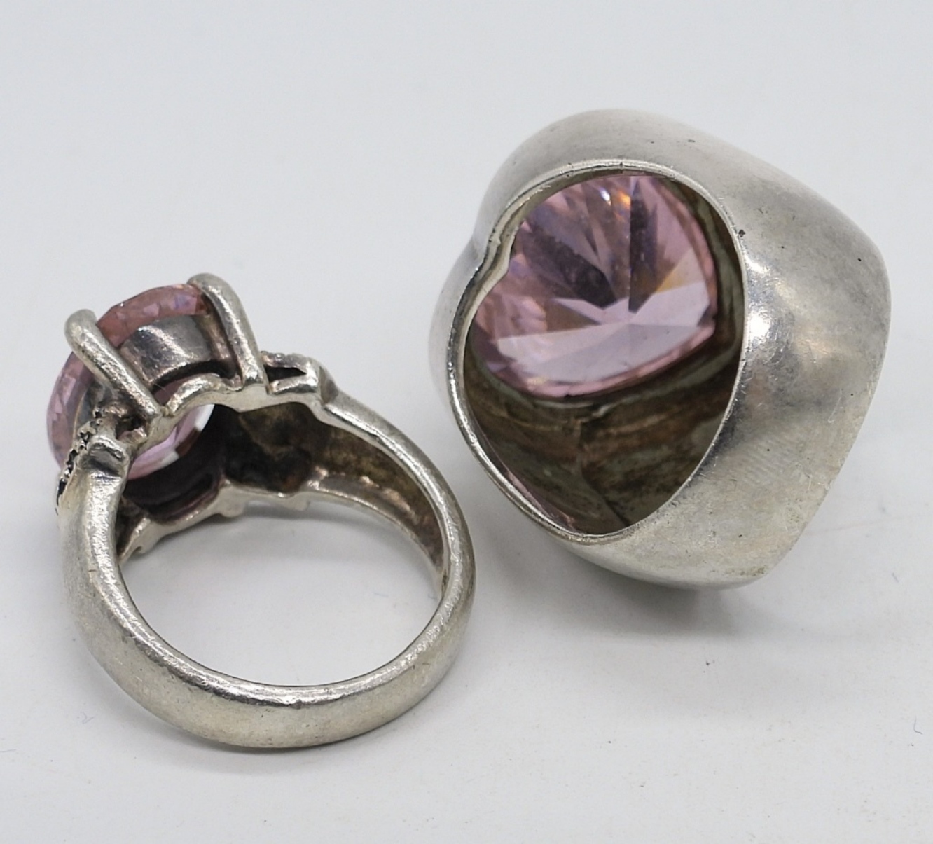 2 Sterling Pink CZ Fashion Rings