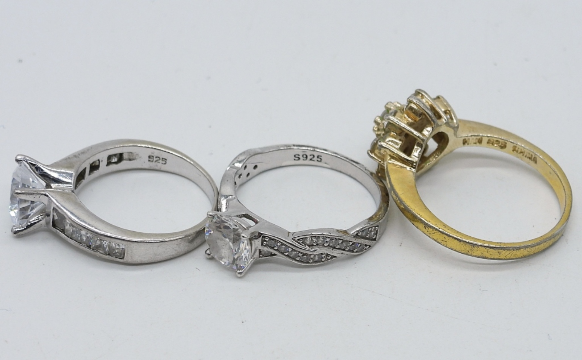 6 Simulated Diamond 925 Fashion Rings