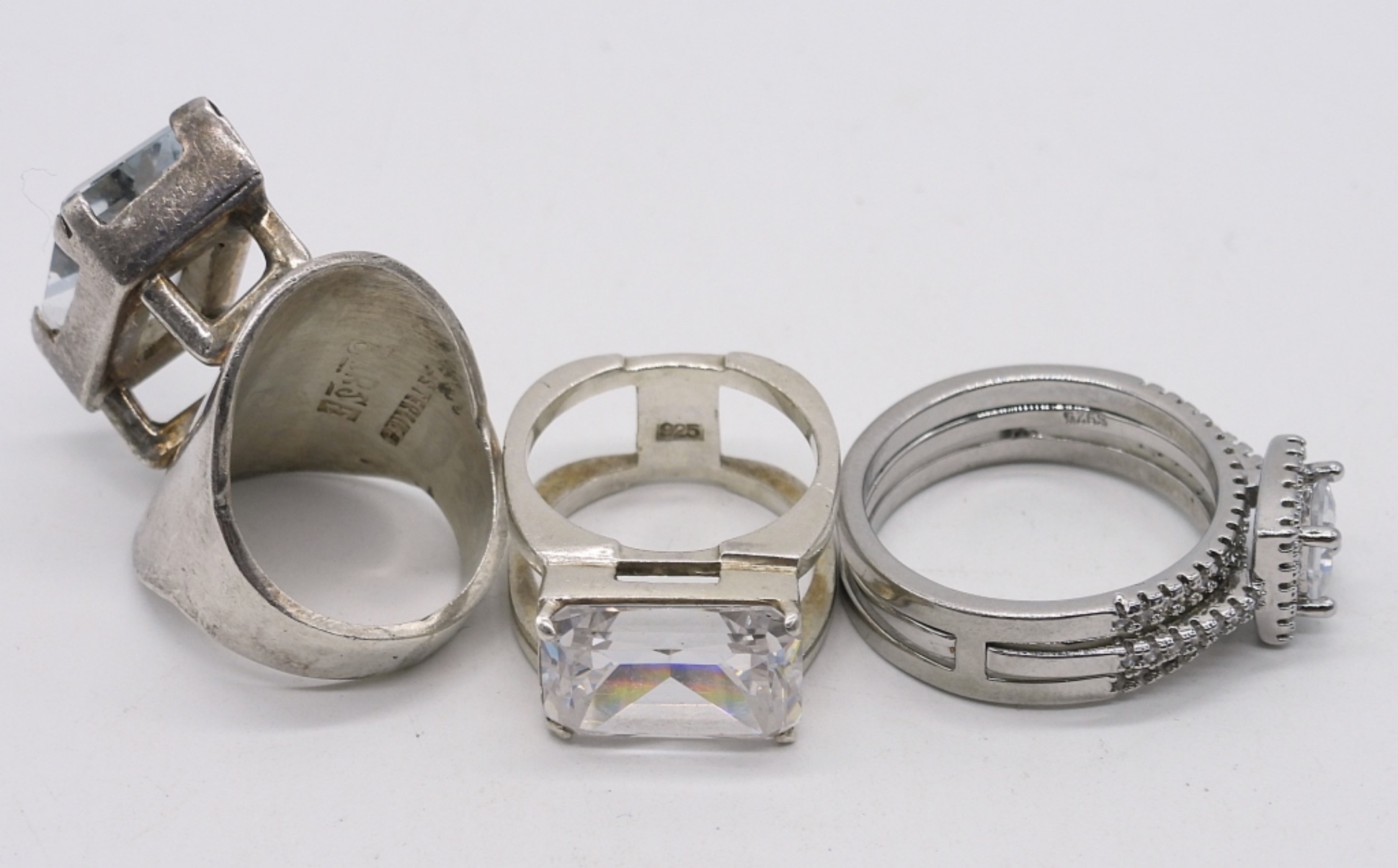 6 Simulated Diamond 925 Fashion Rings