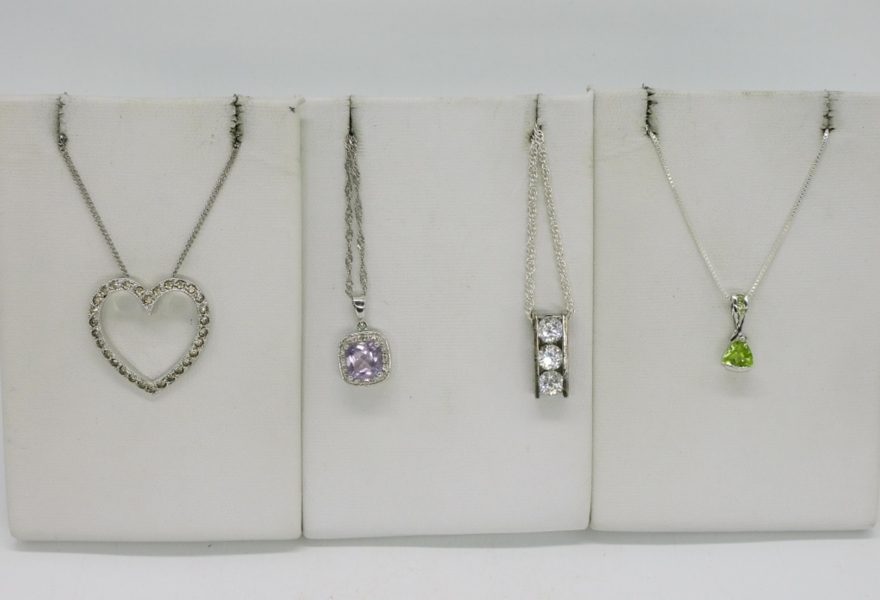 Four Pretty Sterling Gemstone Necklaces
