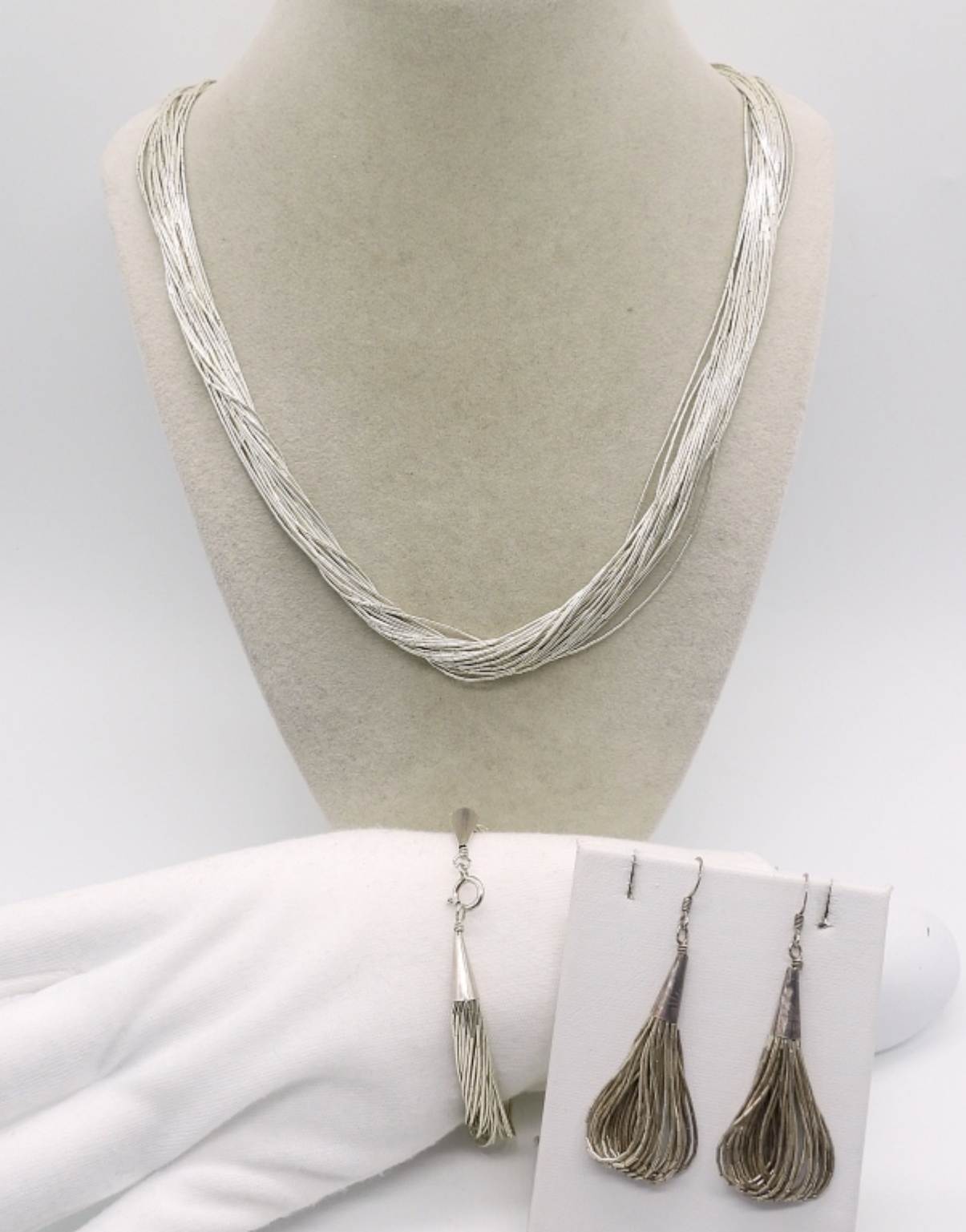 Liquid Sterling Necklace, Bracelet, Earrings