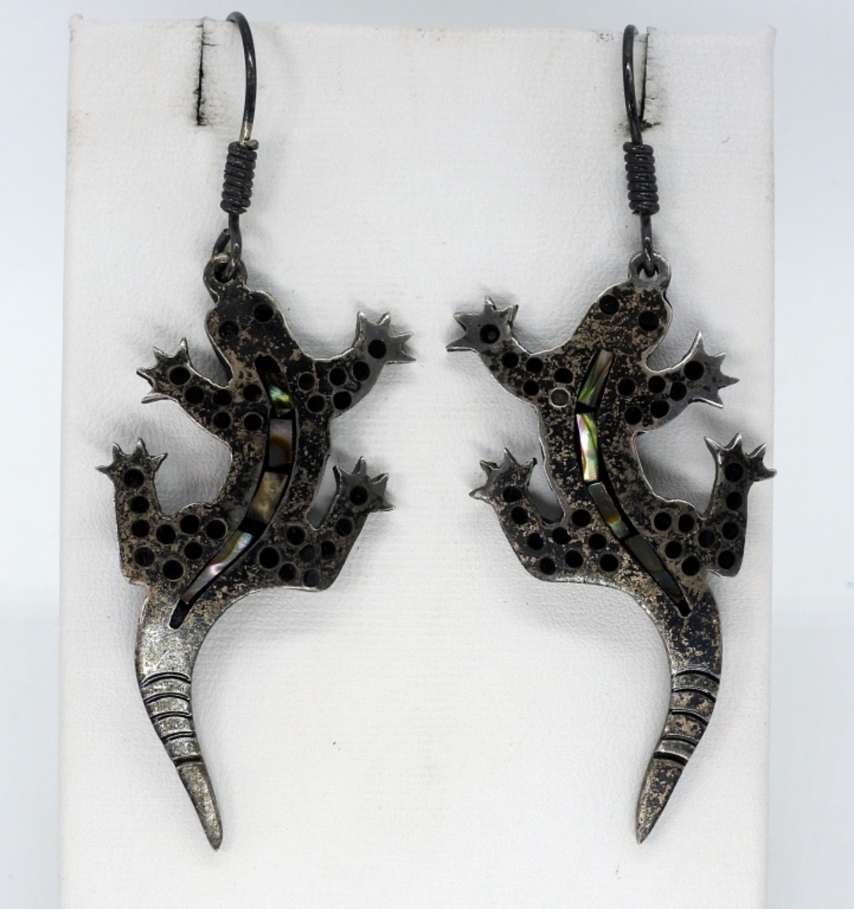 Mexico Taxco Gecko 925 Abalone Earrings