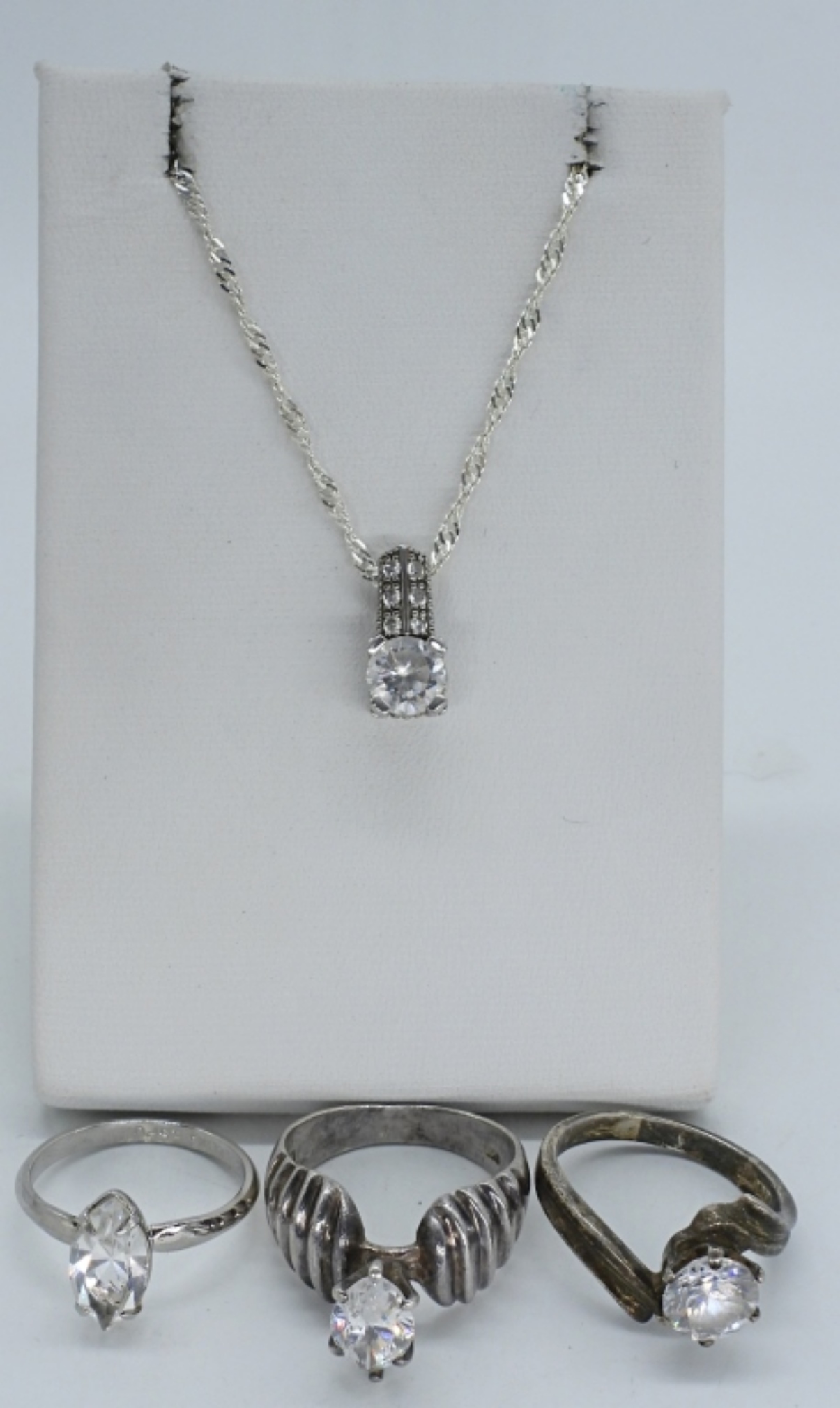 Simulated Diamond 925 Rings & Necklace