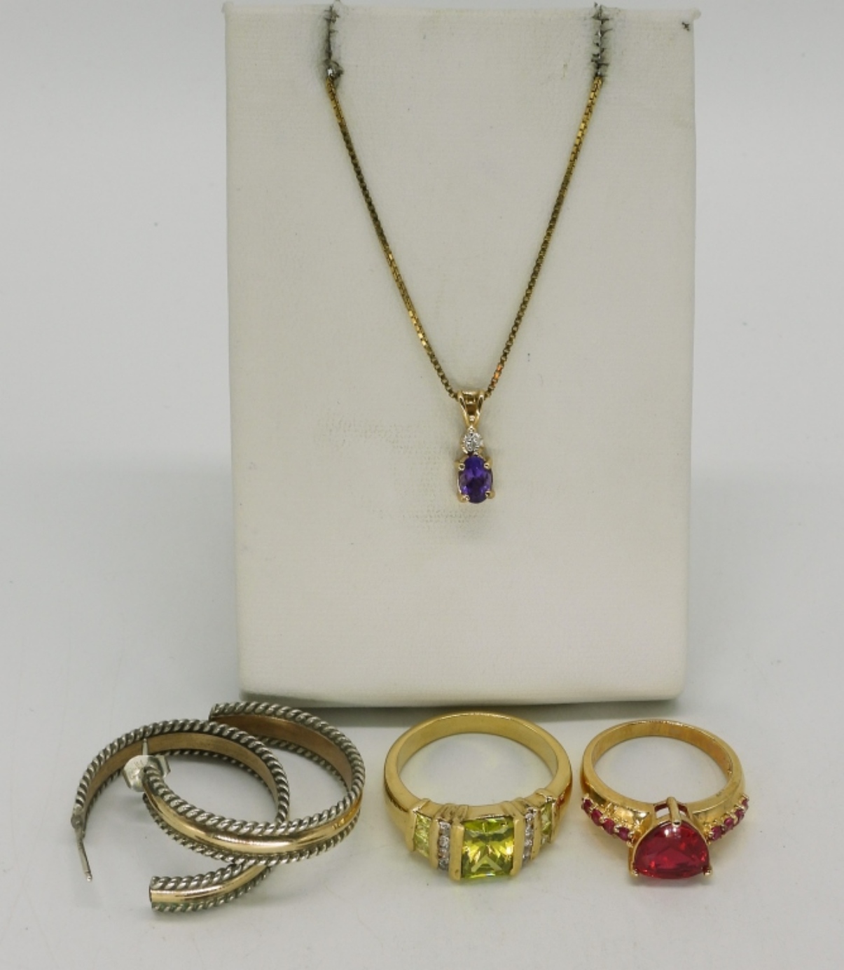 Gold Tone Sterling Rings, Necklace & Earrings