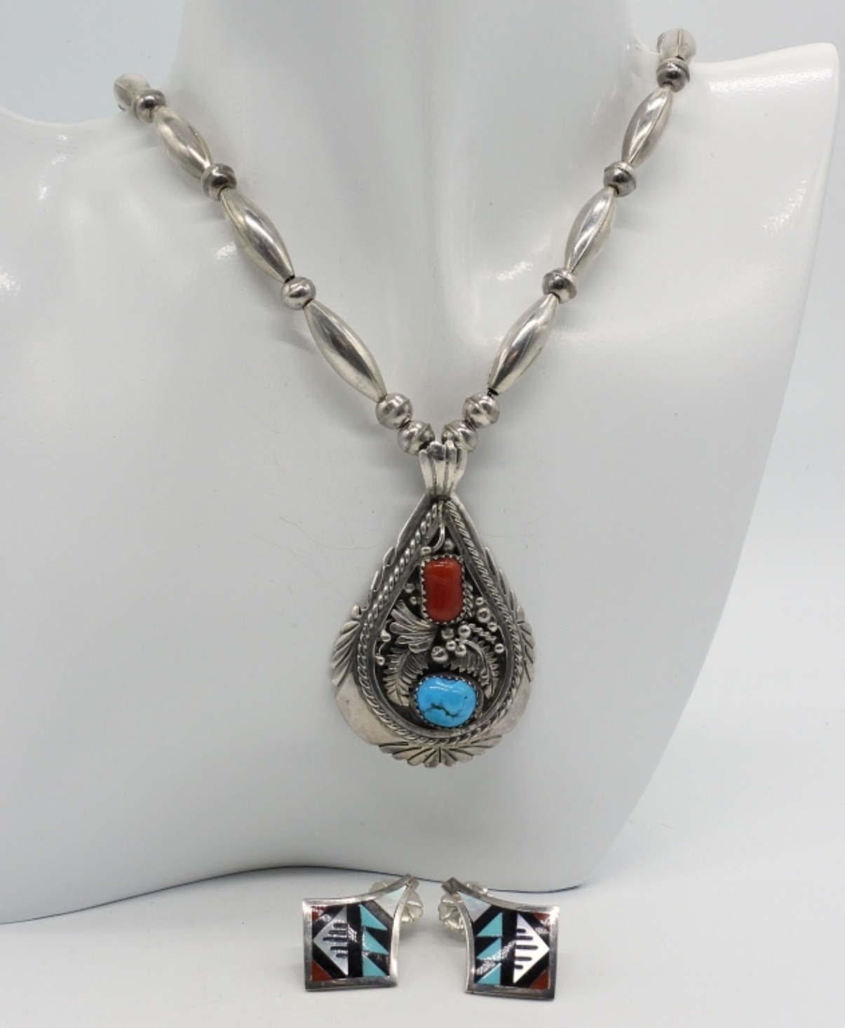 Sterling Turquoise Necklace & Earrings