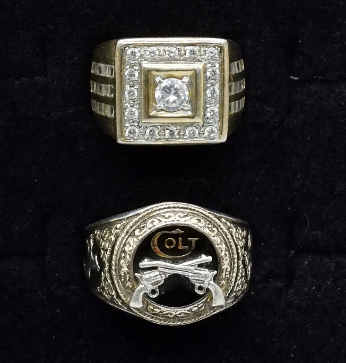 2 Sterling Rings, Colt & Simulated Diamond